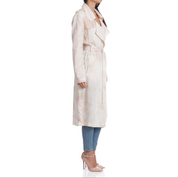 Something Navy Satin Trench Coat Pink Blue Tie Dye - Picture 6 of 6